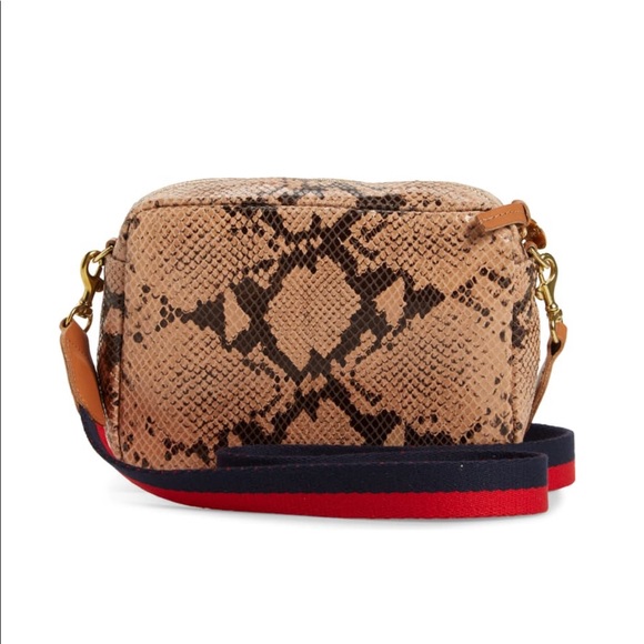 Clare V. Midi Sac Camel Snake Embossed Leather Crossbody Bag NWT Tan Reptile - Picture 2 of 8